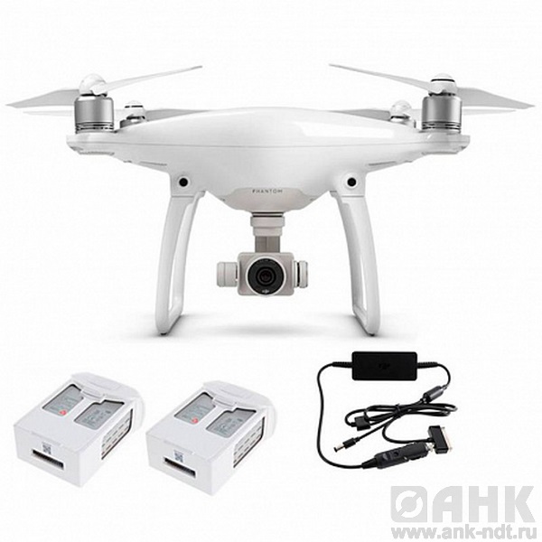 Квадрокоптер DJI Phantom 4 + 2 доп. аккумулятора + авто З/У
