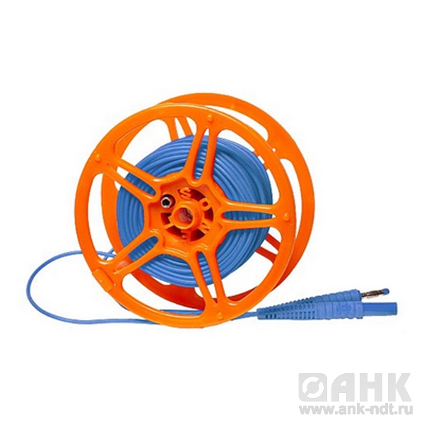 Провод измерительный 25 м на катушке с разъёмами «банан» голубой