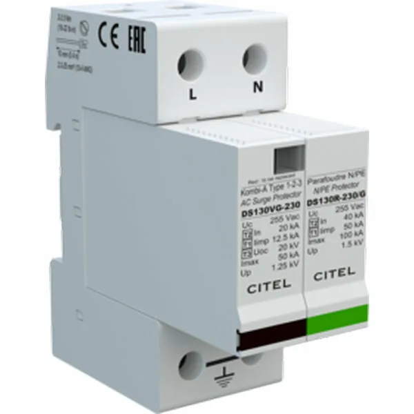 Устройство защиты от импульсных перенапряжений Citel DS132VG-230/G (571552), тип 1+2+3